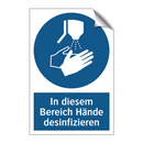 In diesem Bereich Hände desinfizieren