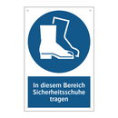 In diesem Bereich Sicherheitsschuhe tragen