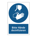 Bitte Hände desinfizieren