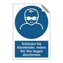 Schützen Sie Kleinkinder, indem Sie ihre Augen abschirmen