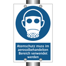 Atemschutz muss im aerosolbehandelten Bereich verwendet werden