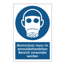 Atemschutz muss im aerosolbehandelten Bereich verwendet werden