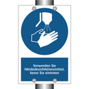 Verwenden Sie Händedesinfektionsmittel, bevor Sie eintreten