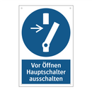 Vor Öffnen Hauptschalter ausschalten
