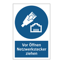 Vor Öffnen Netzwerkstecker ziehen
