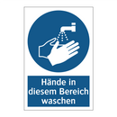Hände in diesem Bereich waschen