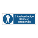 Säurebeständige Kleidung erforderlich