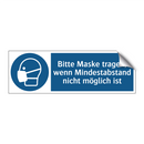 Bitte Maske tragen, wenn Mindestabstand nicht möglich ist