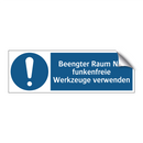 Beengter Raum Nur funkenfreie Werkzeuge verwenden