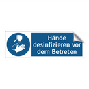 Hände desinfizieren vor dem Betreten