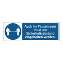 Auch im Pausenraum muss ein Sicherheitsabstand eingehalten werden.