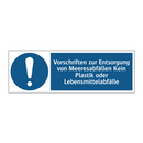 Vorschriften zur Entsorgung von Meeresabfällen Kein Plastik oder Lebensmittelabfälle