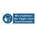 Wir empfehlen das Tragen einer Gesichtsmaske