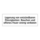 Lagerung von entzündbaren Flüssigkeiten: Rauchen und offenes Feuer streng verboten