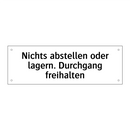 Nichts abstellen oder lagern. Durchgang freihalten