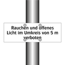 Rauchen und offenes Licht im Umkreis von 5 m verboten