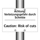 Achtung: Verletzungsgefahr durch /.../ - Caution: Risk of cuts