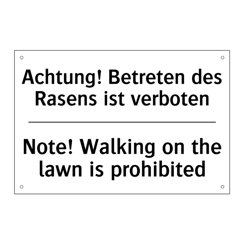 Achtung! Betreten des Rasens ist /.../ - Note! Walking on the lawn is prohibited/.../