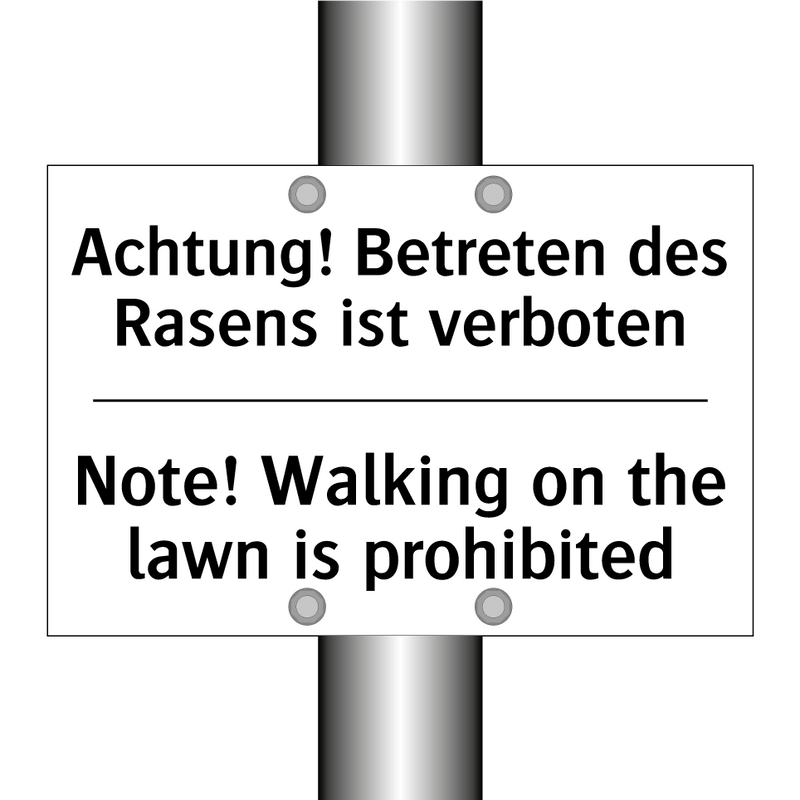 Achtung! Betreten des Rasens ist /.../ - Note! Walking on the lawn is prohibited/.../