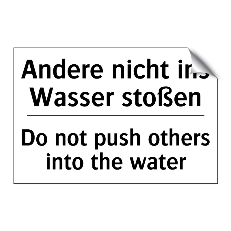 Andere nicht ins Wasser stoßen - Do not push others into the water/.../