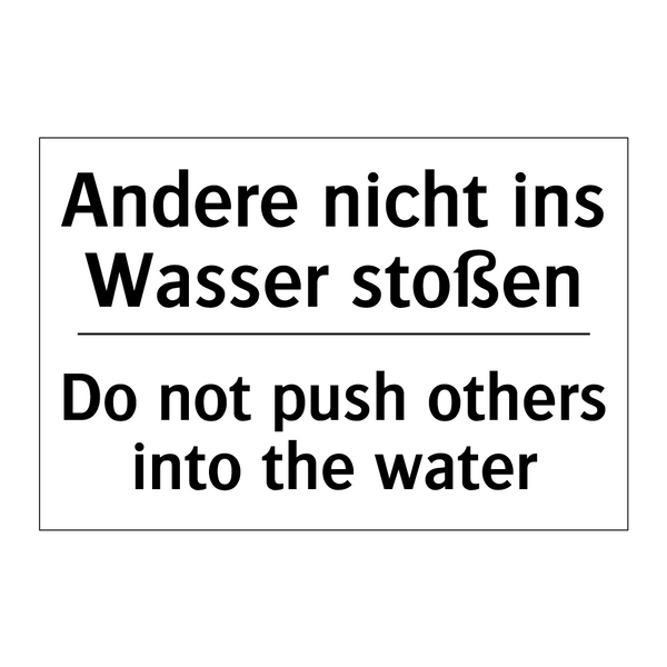 Andere nicht ins Wasser stoßen - Do not push others into the water/.../