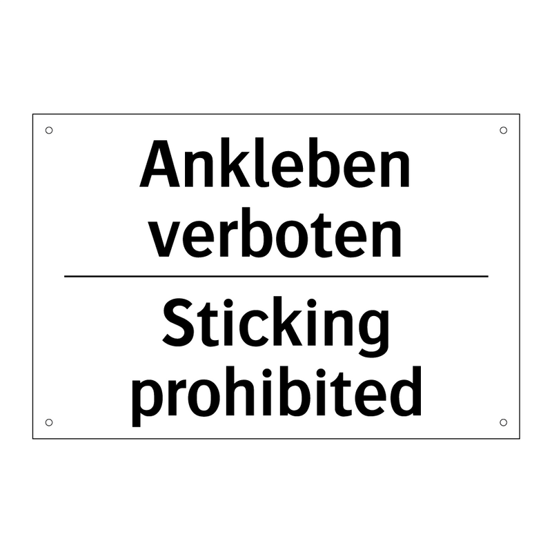 Ankleben verboten - Sticking prohibited