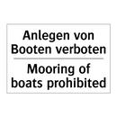 Anlegen von Booten verboten - Mooring of boats prohibited