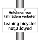 Anlehnen von Fahrrädern verboten/.../ - Leaning bicycles not allowed