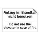 Aufzug im Brandfall nicht benutzen/.../ - Do not use the elevator in case /.../