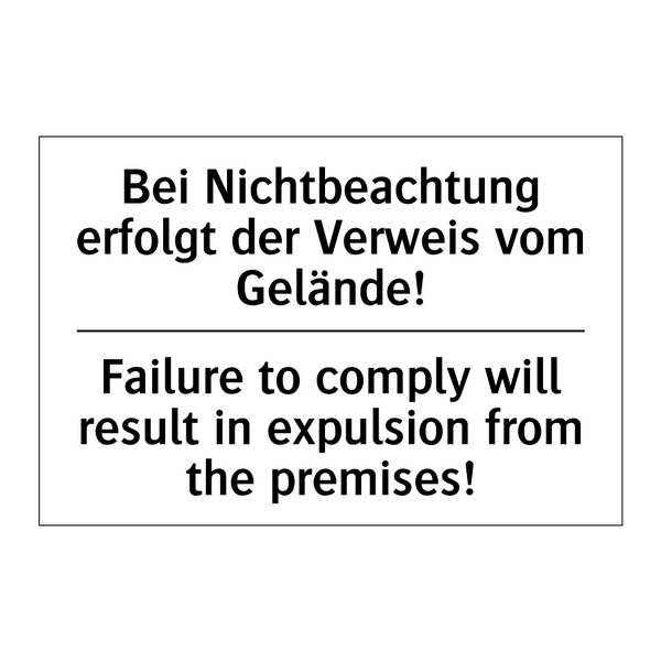Bei Nichtbeachtung erfolgt der /.../ - Failure to comply will result /.../