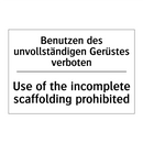 Benutzen des unvollständigen Gerüstes /.../ - Use of the incomplete scaffolding /.../