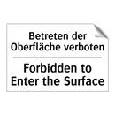 Betreten der Oberfläche verboten/.../ - Forbidden to Enter the Surface