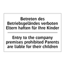 Betreten des Betriebsgeländes /.../ - Entry to the company premises /.../