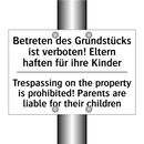 Betreten des Grundstücks ist verboten! /.../ - Trespassing on the property is /.../