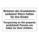 Betreten des Grundstücks verboten! /.../ - Trespassing on the property prohibited! /.../