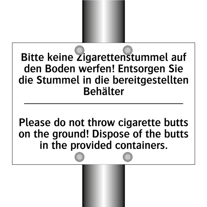 Bitte keine Zigarettenstummel /.../ - Please do not throw cigarette /.../