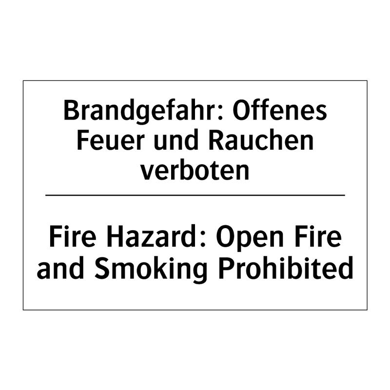 Brandgefahr: Offenes Feuer und /.../ - Fire Hazard: Open Fire and Smoking /.../