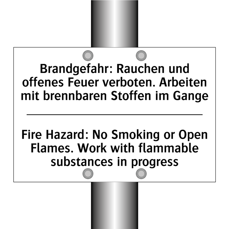 Brandgefahr: Rauchen und offenes /.../ - Fire Hazard: No Smoking or Open /.../