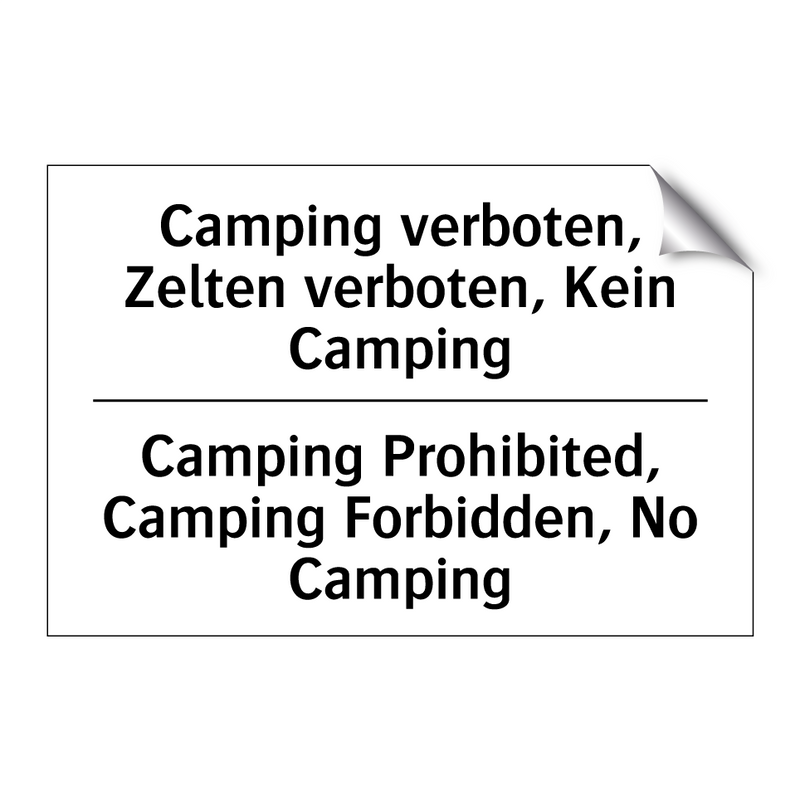 Camping verboten, Zelten verboten, /.../ - Camping Prohibited, Camping Forbidden, /.../