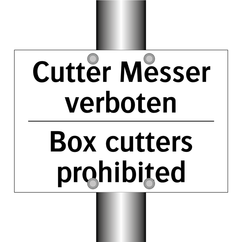 Cutter Messer verboten - Box cutters prohibited