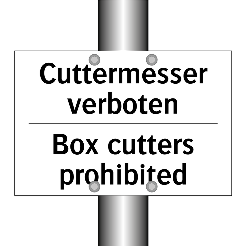 Cuttermesser verboten - Box cutters prohibited