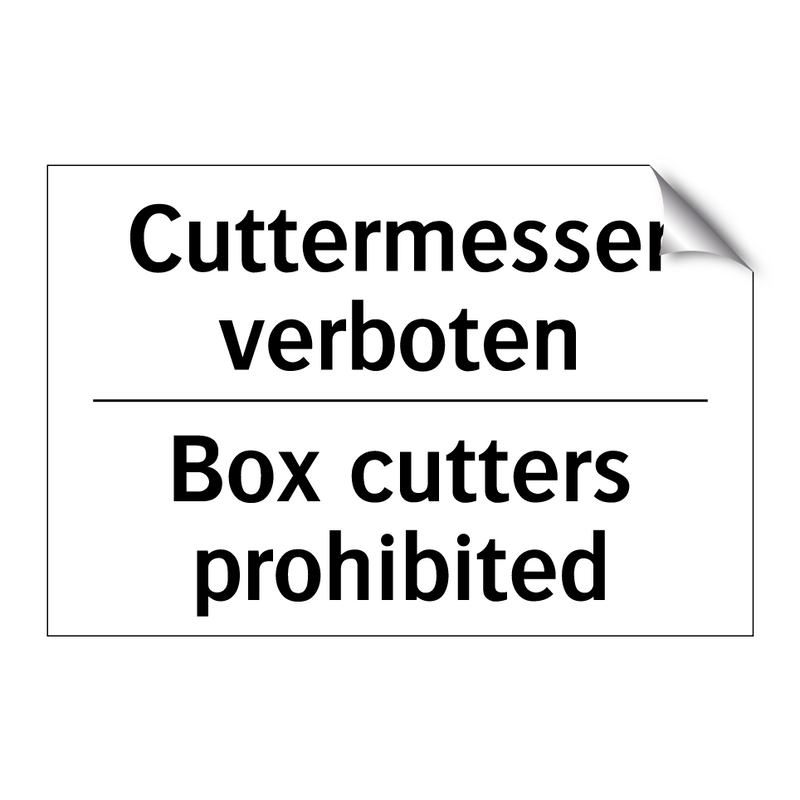 Cuttermesser verboten - Box cutters prohibited