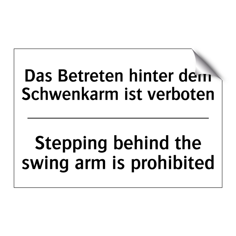 Das Betreten hinter dem Schwenkarm /.../ - Stepping behind the swing arm /.../