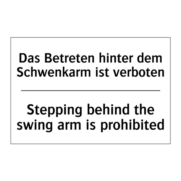 Das Betreten hinter dem Schwenkarm /.../ - Stepping behind the swing arm /.../