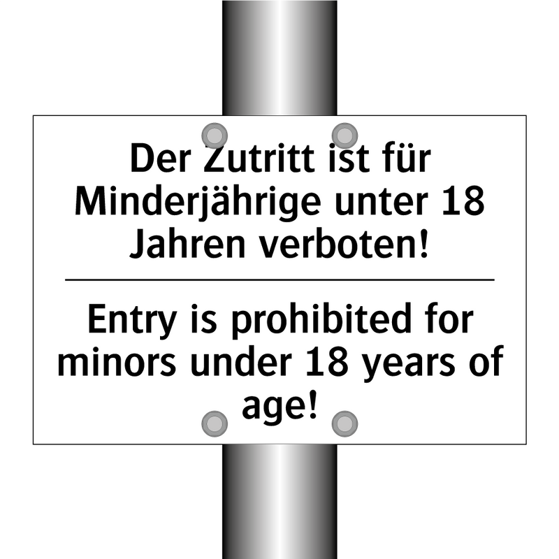 Der Zutritt ist für Minderjährige /.../ - Entry is prohibited for minors /.../