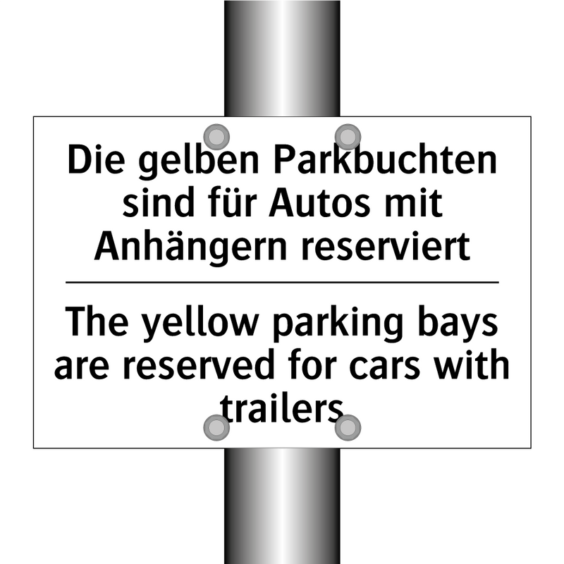 Die gelben Parkbuchten sind für /.../ - The yellow parking bays are reserved /.../