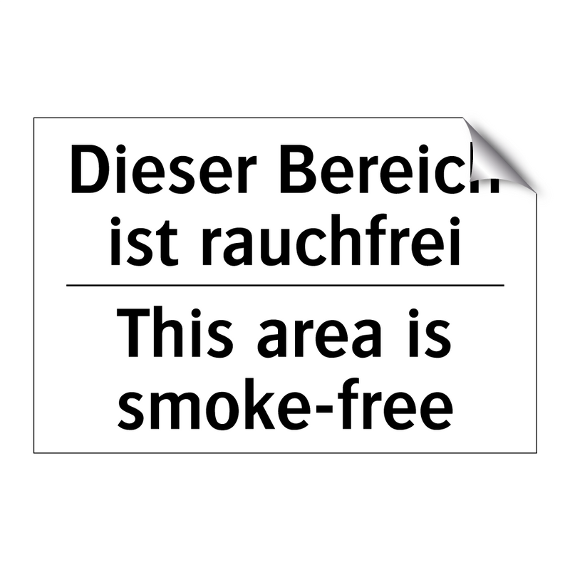 Dieser Bereich ist rauchfrei - This area is smoke-free