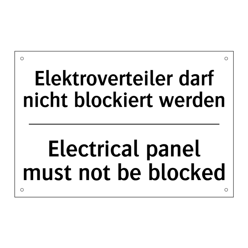Elektroverteiler darf nicht blockiert /.../ - Electrical panel must not be blocked/.../
