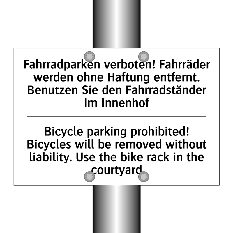 Fahrradparken verboten! Fahrräder /.../ - Bicycle parking prohibited! Bicycles /.../