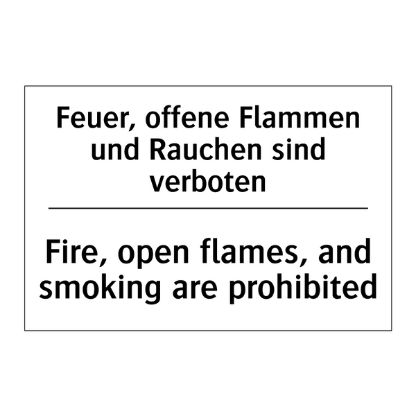Feuer, offene Flammen und Rauchen /.../ - Fire, open flames, and smoking /.../
